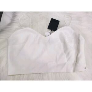 NEW NBD White Side Zip Crop Top Spagetti Strap V-Neck Solid White - SMALL
